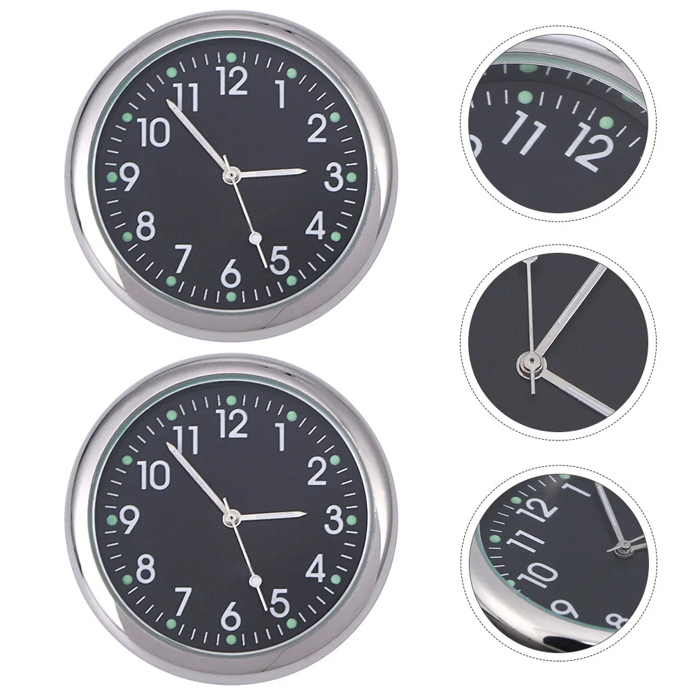 

2Pcs Mini Car Clock Dashboard Luminous Adhesive Quartz Clock Accurate Timekeeping with Fluorescent Display Feature