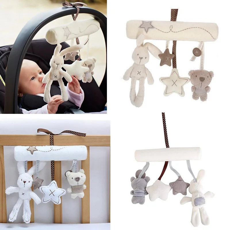 Stroller Toys Baby Hanging Rattle Toys Soft Baby Music Plush Activity Crib Mobie Rabbit Star Shape for Toddlers Baby  Boys Girls