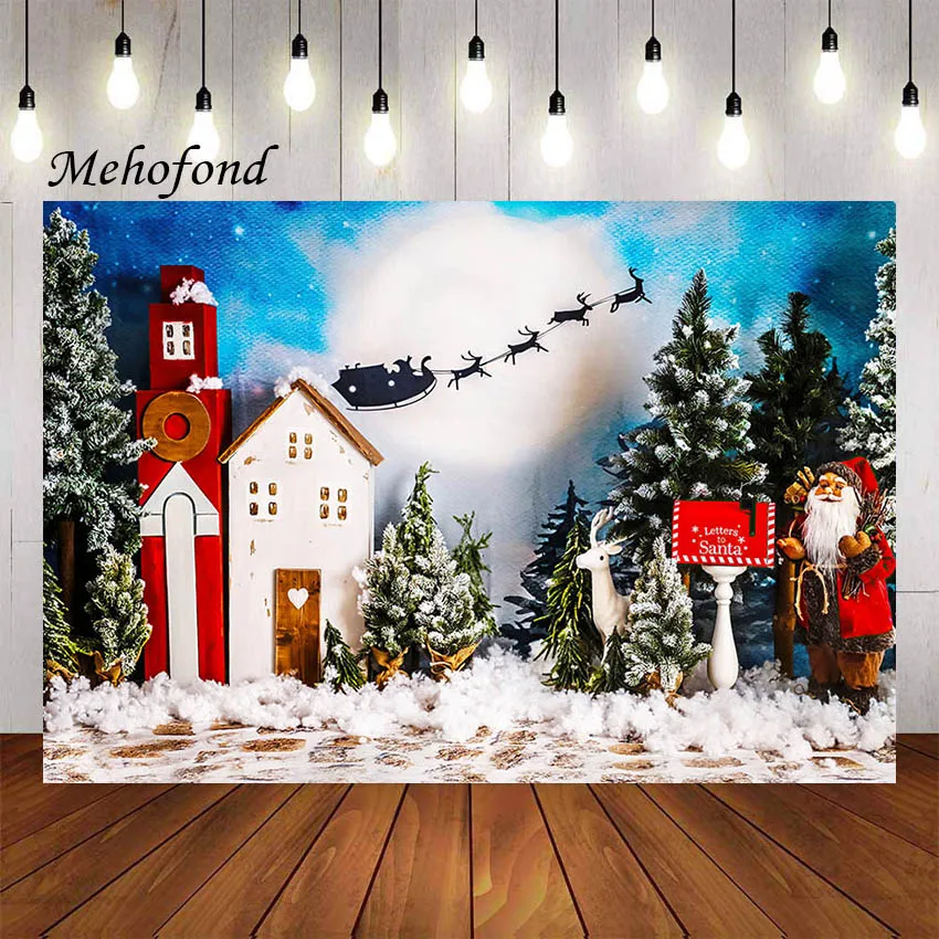 

Mehofond Photography Background Christmas Santa Claus Winter Snow Tree Kids Family Holiday Portrait Decor Backdrop Photo Studio