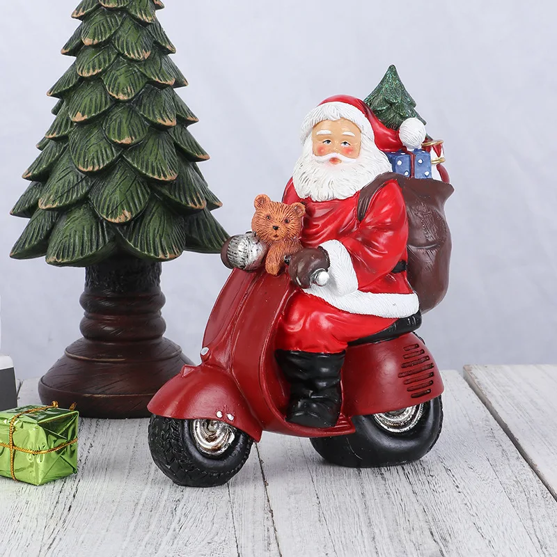 Window Resin Santa Claus Statue Miniature Character Collection Craft Home Living Room Desktop Decor Figurines Micro Model Gifts