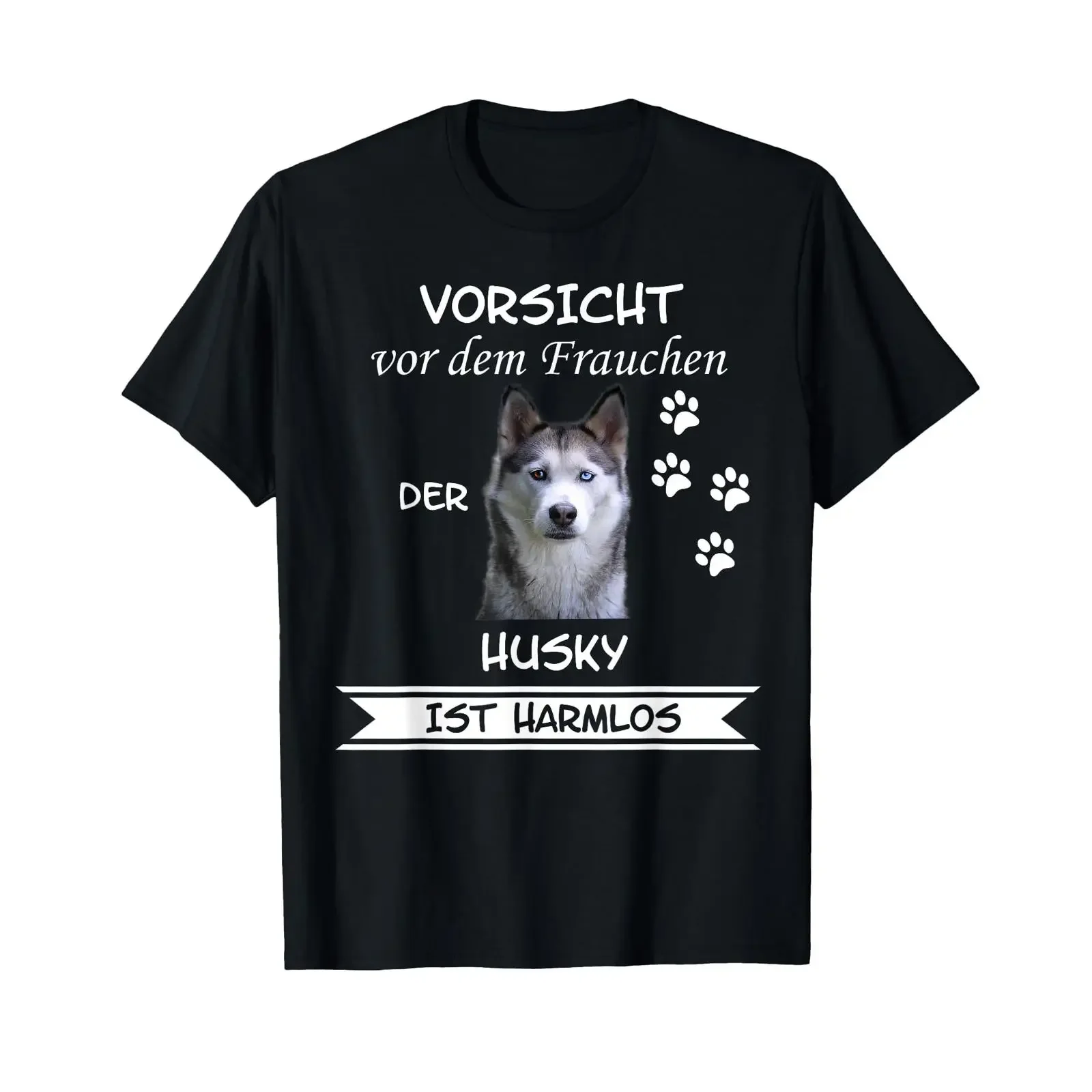 Beware of the owner Husky is harmless T Shirt vintage Washed Stretched Breathable Casual Soft Top For Everyday Wear homme