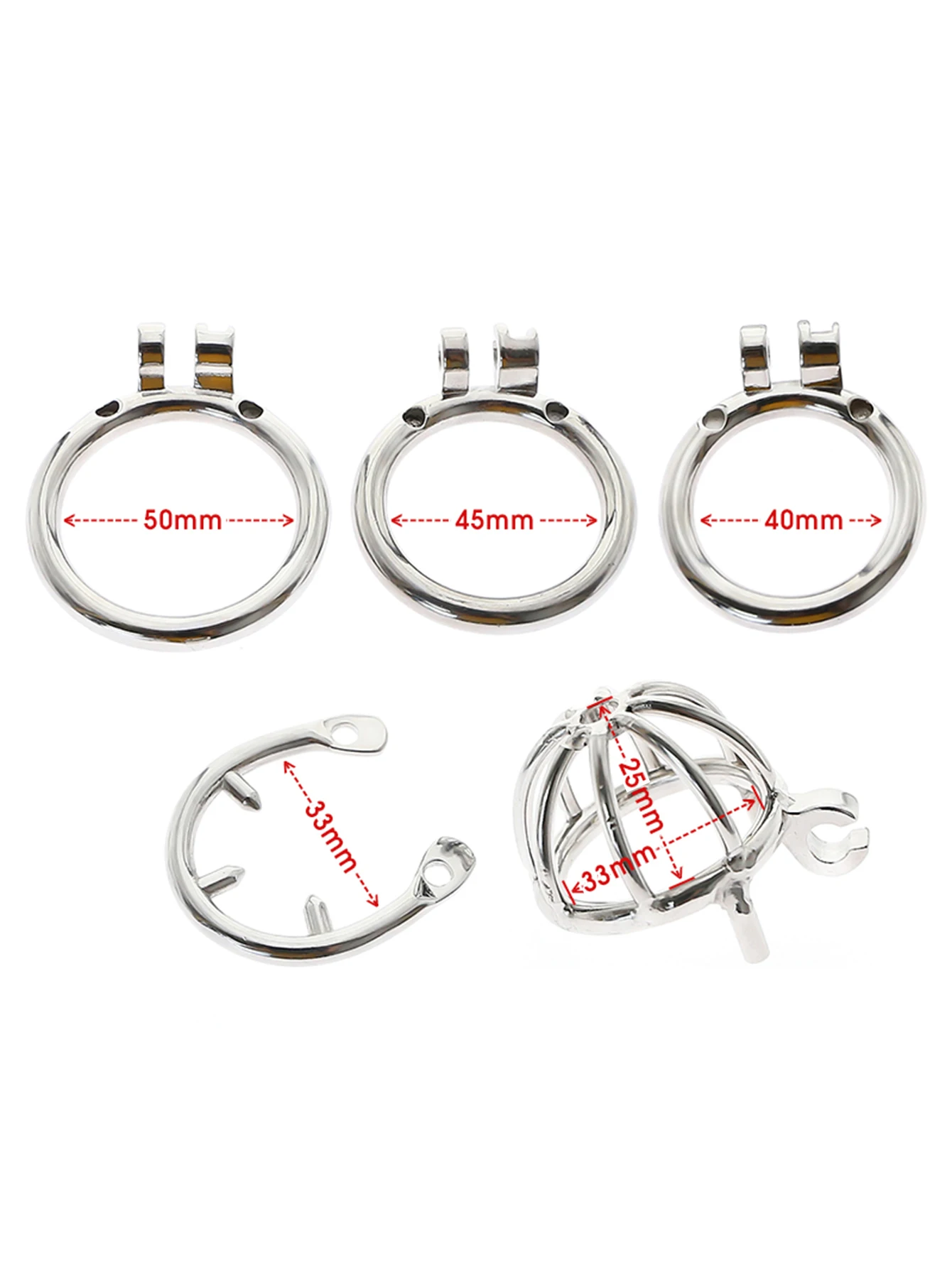 Rainbow/Silver Stainless Steel Chastity Cage–Cock Cage with Urethral Catheter, Stealth Lock Cock Ring, Chastity Device for Men view 3