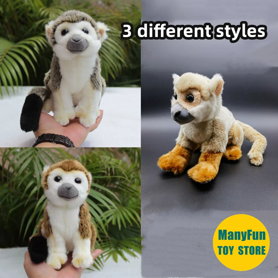 Realistic Squirrel Monkey Plush Toy Lifelike Saimiri sciureus Stuffed Animal Jungle Monkey Plushie, Lemur Doll Collectors