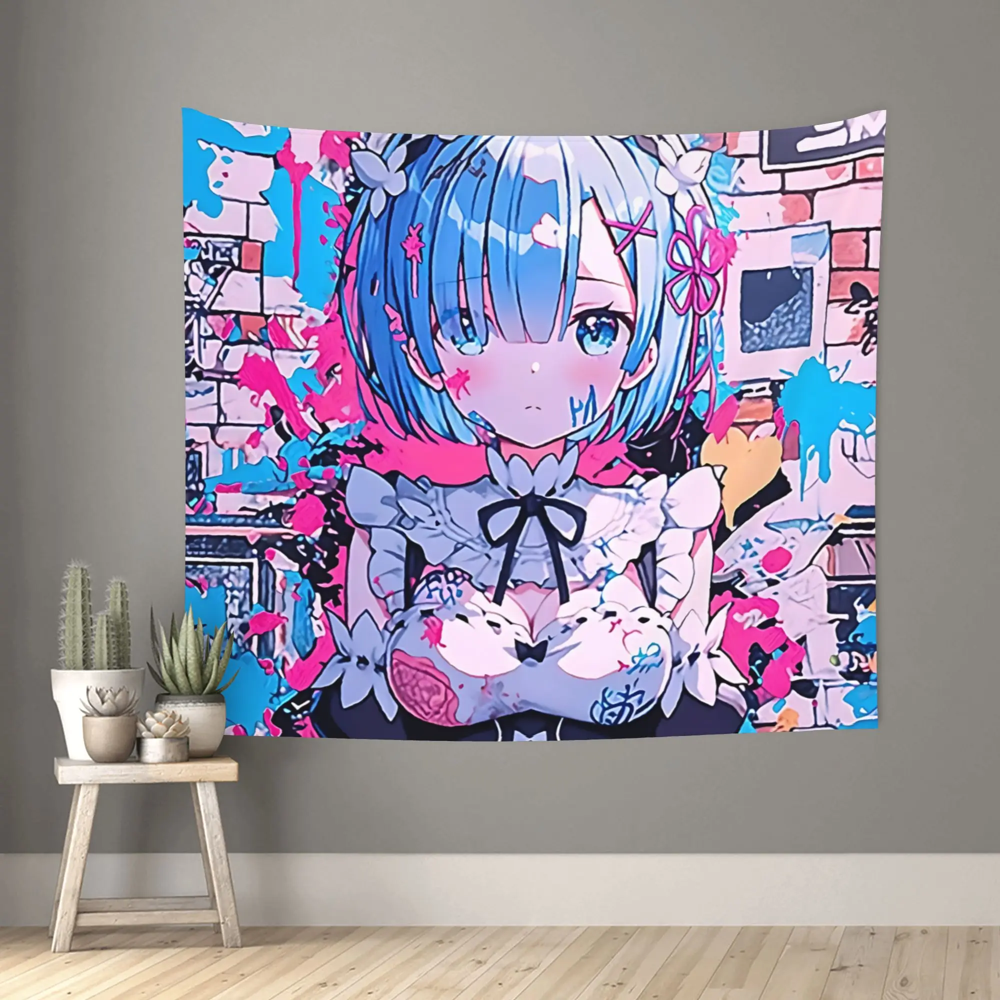 Re ZERO Anime Customized Tapestry  Wall Hanging Blanket Tapestry Home Decor Items Wall Decorations