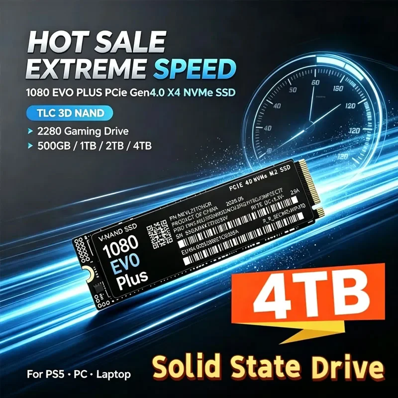 SSD M.2 NVMe 1080 EVO Plus PCIe Gen4.0 X4 TLC 3D NAND 1TB 4TB 2280, unidade de estado sólido interna para jogos, compatível com PS5, PC e portátil.