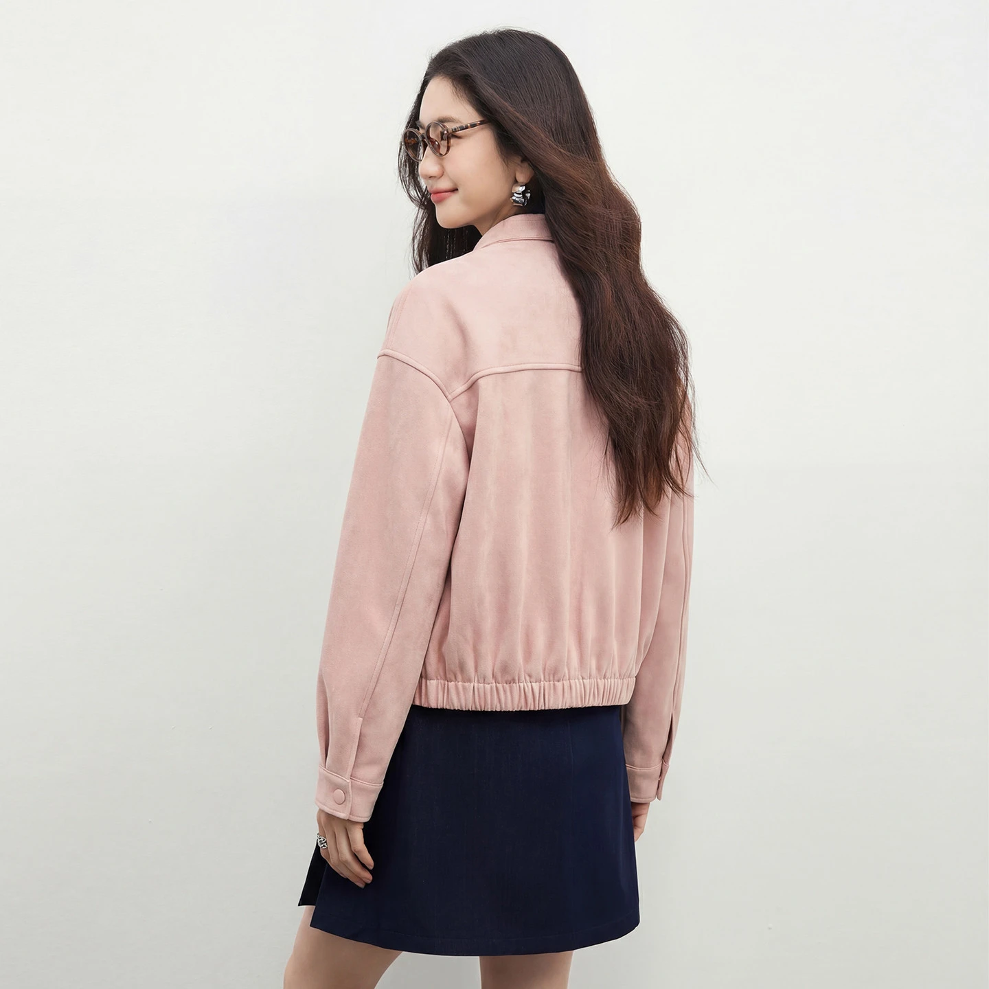 Kurtka zamszowa damska SENTUBILA 2026, codzienna, panelowa, w paski, ze stójką, kurtka ze sztucznej skóry, nowa, luźna kurtka wiosenna W61WB5961