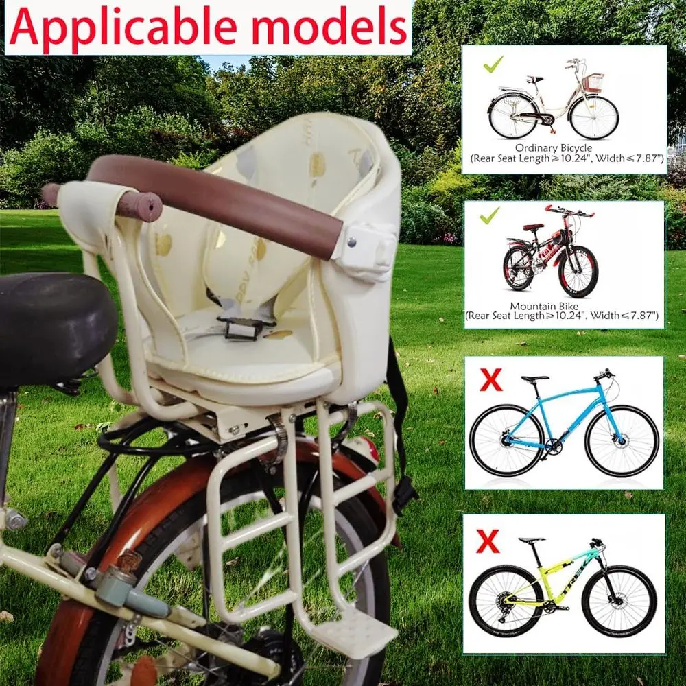 Child Bike Seat Rear Mount with Armrests and Pedals for Toddlers 6 Months to 6 Years, Up to 110 lbs