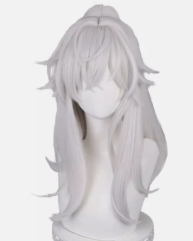 Honkai: Star Rail Jingyuan Cosplay Wigs 50cm Grey Ponytail Synthetic Hair