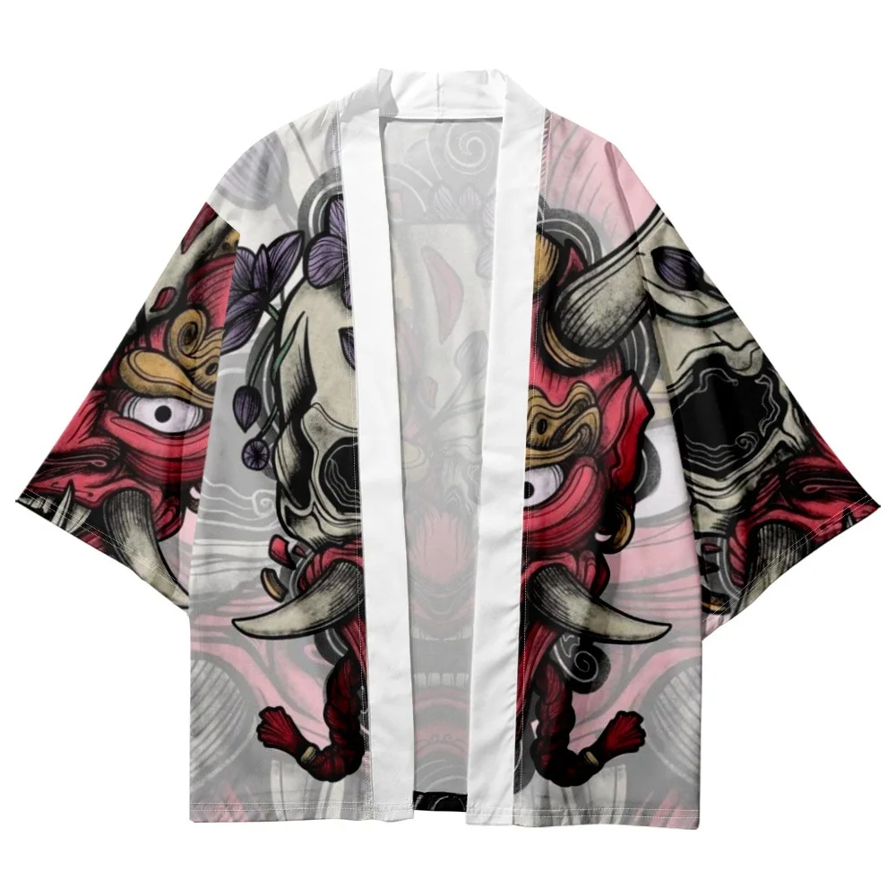 

Casual Men Women Looser Kimono Cartoon Demon Printed Beach Cardigan Japanese Yukata Clothing Harajuku Haori