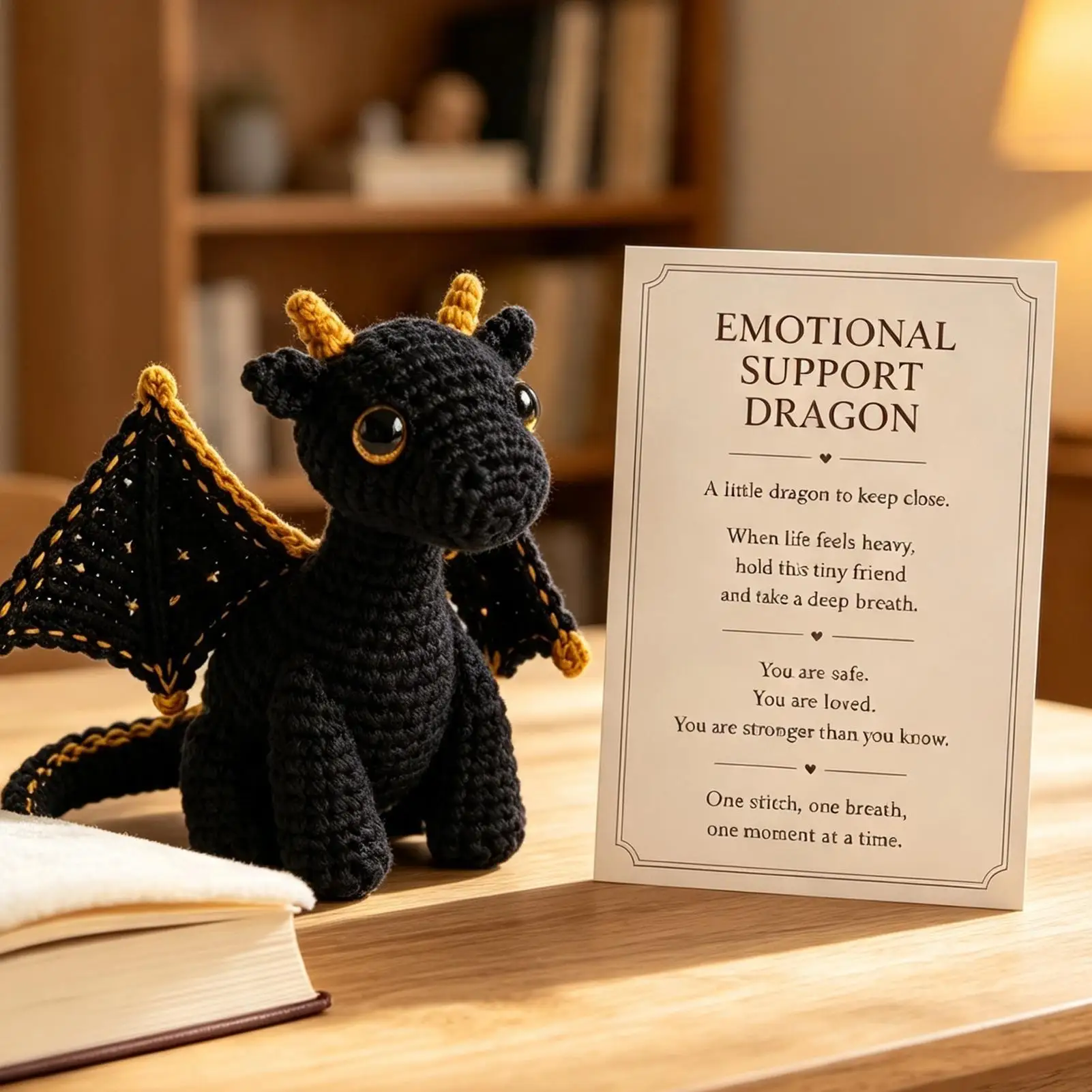 Positive Crochet Animals Pocket Knitted Dragon Inspirational Toy With Card Crochet Doll For Women Men Teens Students Coworkers
