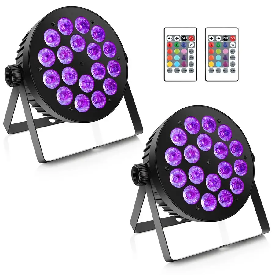 

RGBW Par Lights DMX LED Stage Par Lights 2 шт. с 4 в 1 Quad Гладкое смешивание цветов с дистанционным управлением DMX Многорежимные, простая настройка