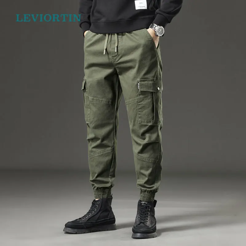 Mens Cargo Pants Casual Hiking Pants Joggers Athletic Pants Cotton Loose Straight Sweatpants for Men