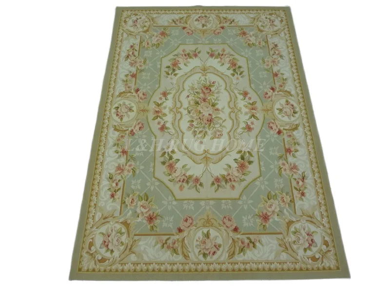 Free Shipping  5.24'X7.53' French Woolen Aubusson rug handmade 100% New Zealand wool rugs area rugs and carpets