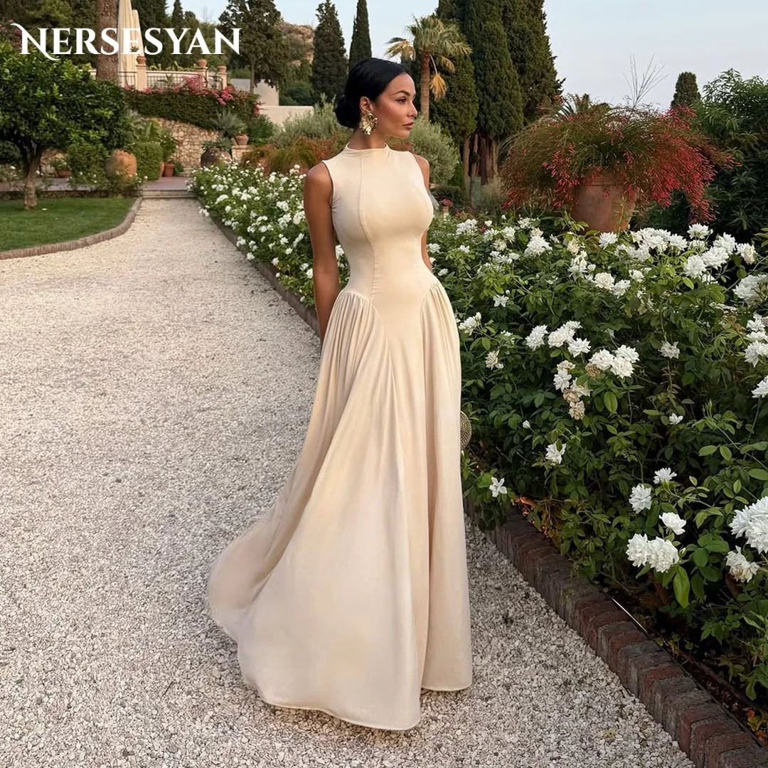 Nersesyan robes de bal élégantes en Satin élastique sans manches robe de soirée formelle femmes robes de soirée abito cerimonia donna personnalisé