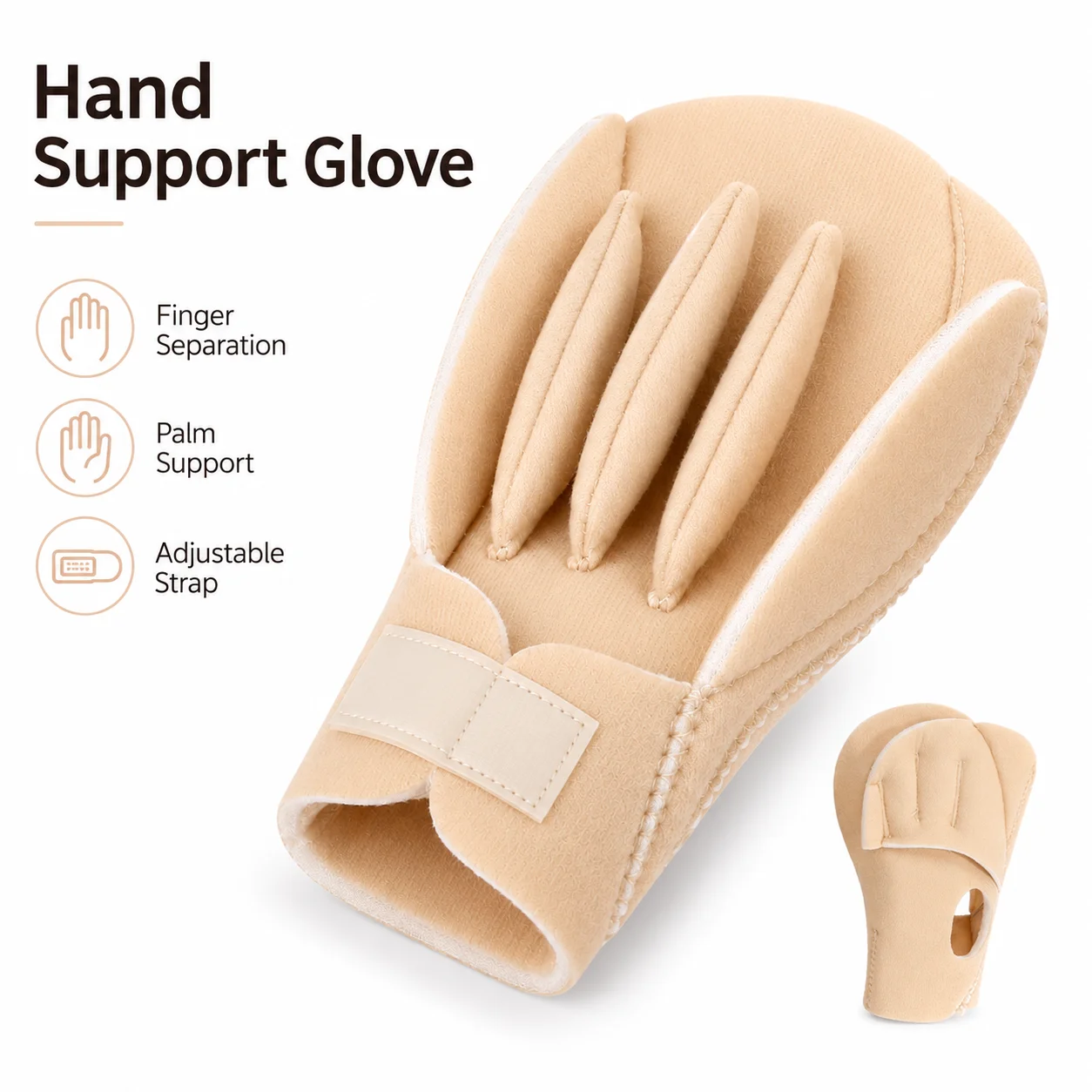 Adjustable Hand Finger Separator Splint Soft Foam Palm Protector Resting Hand Support Glove For Adults Seniors Daily Home Care