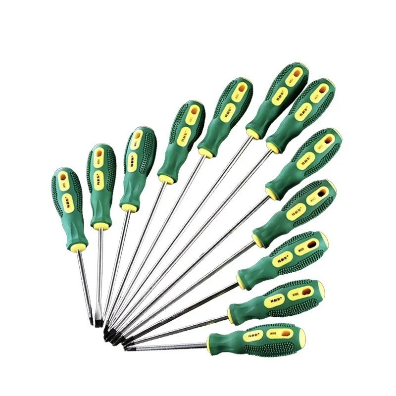 Magnetic Slotted Phillips Cross Head Screwdriver PH1 PH2 Batch Head Full Length 185-410mm 50# Steel PP Non-Slip Handle Home Tool