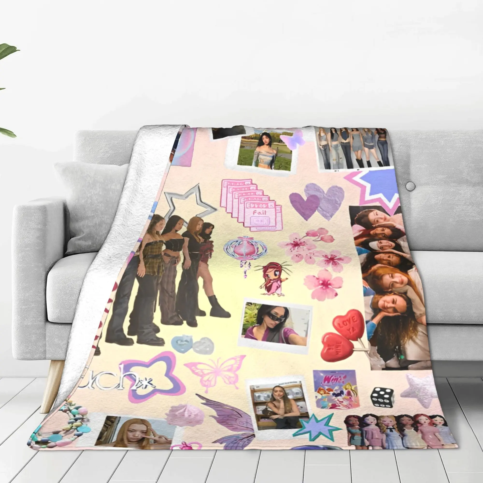 Super Warm BlanketsGirls Picnic Korean Style KATSEYE Gnarly  Throw Blanket  Flannel Bedspread For Bedroom Funny Sofa Bed Cover