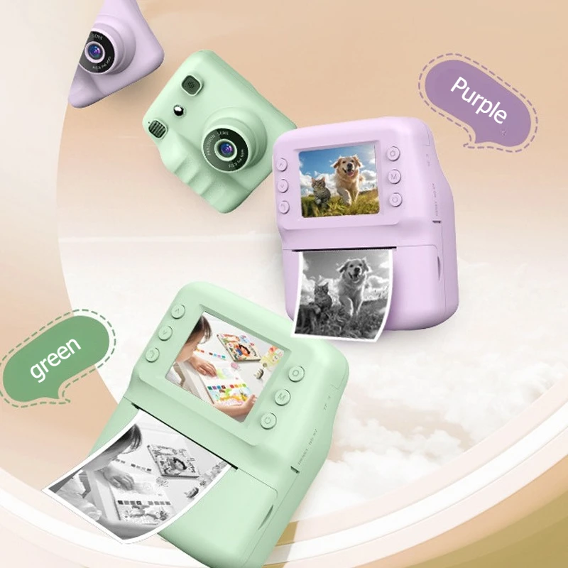 كاميرا أطفال للتصوير الفوتوغرافي طباعة فورية صور HD مسجل فيديو طابعة حرارية صغيرة كاميرا أطفال هدايا عيد ميلاد تعليمية