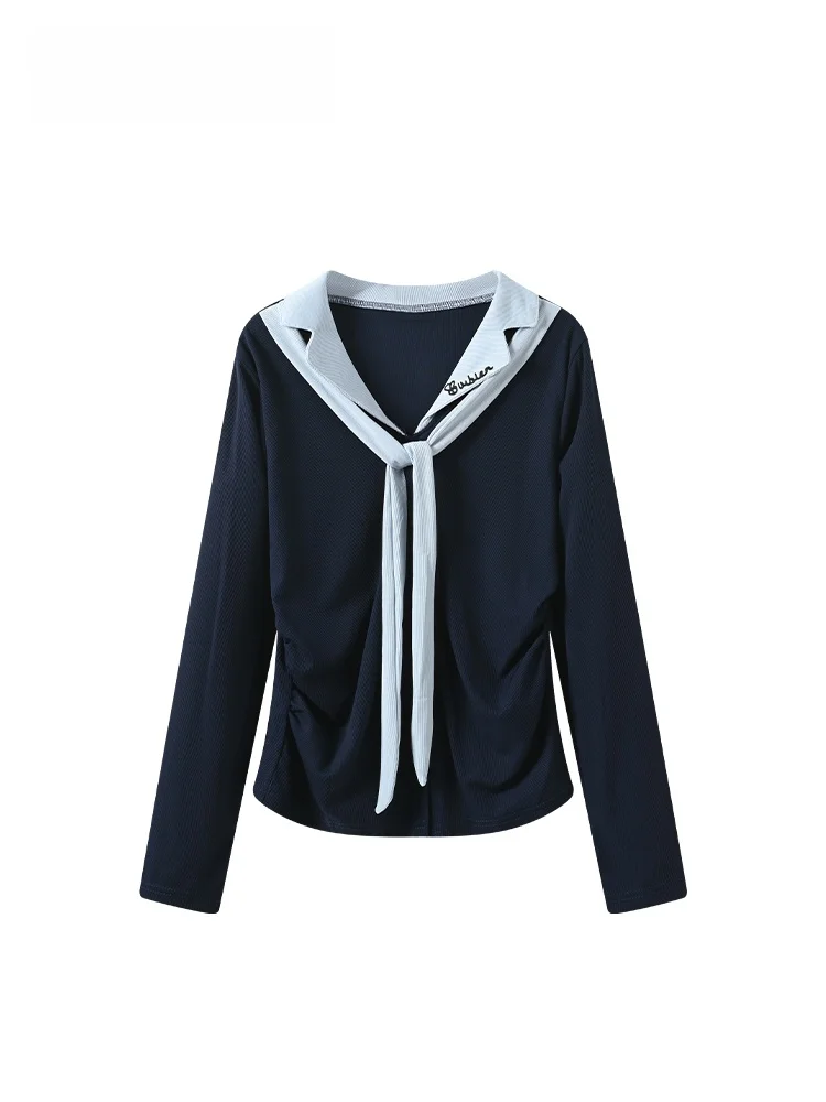 

Cara CLUB plus Size Ne Long Sve T-irt Women's Autumn New Sle College Sle Top for Plump Sister Ele Youthful