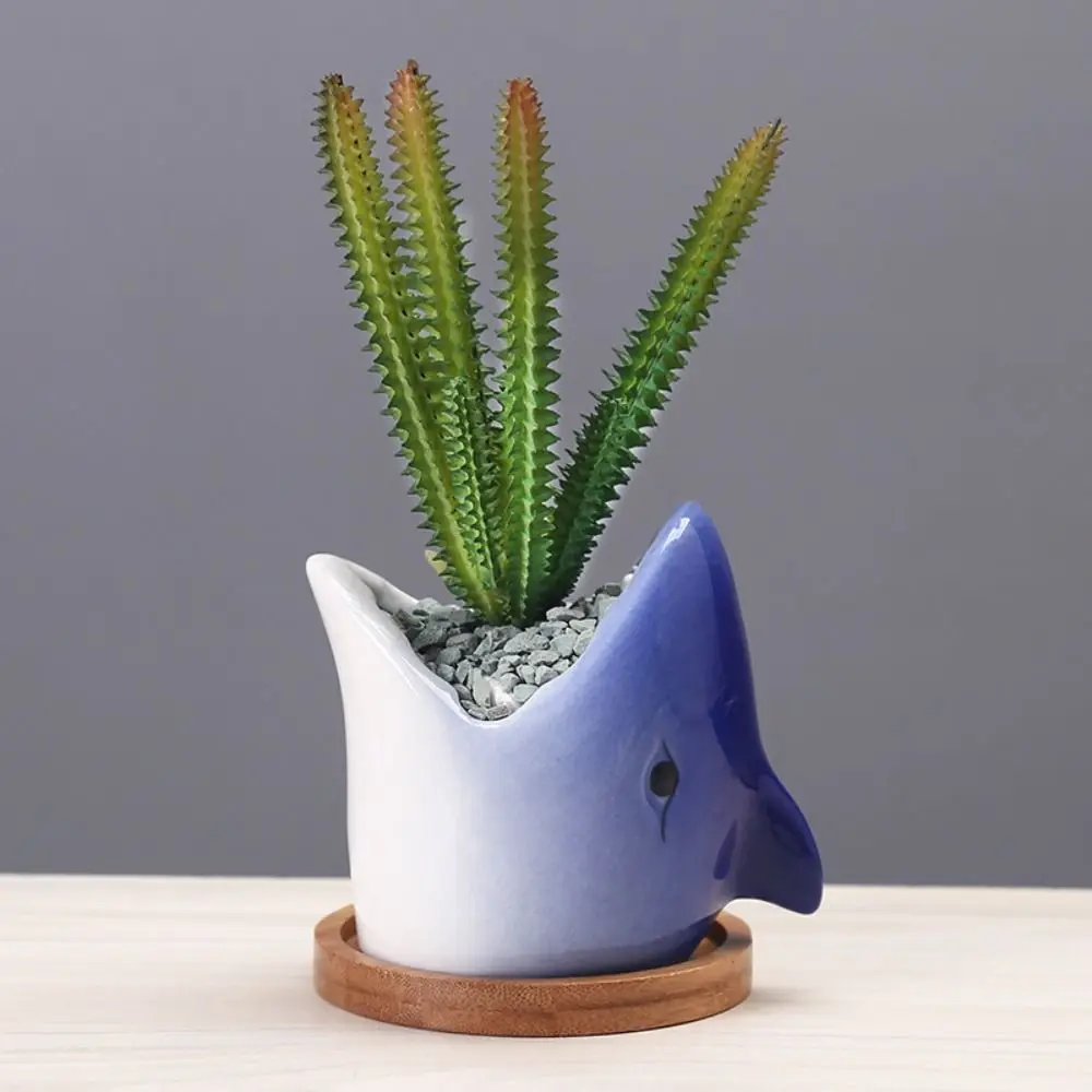 

Crafts Ceramic Flower Pot Cartoon Cute Animal Vase Creative with Base Plant Pot Home