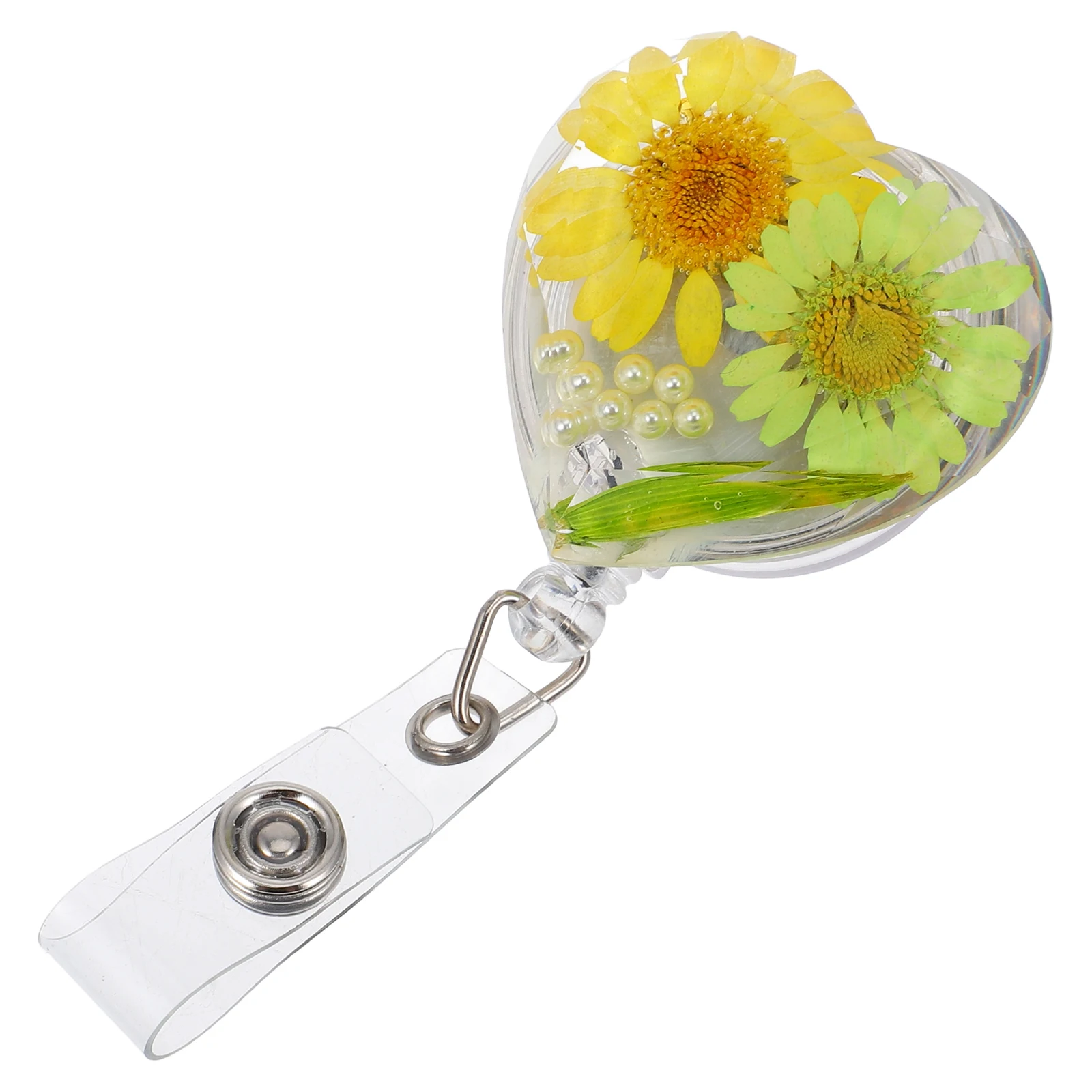 

1PC Retractable Badge Holder Floral Design ABS Pull ID Clip Nurse Teacher Office Lightweight Portable Badge