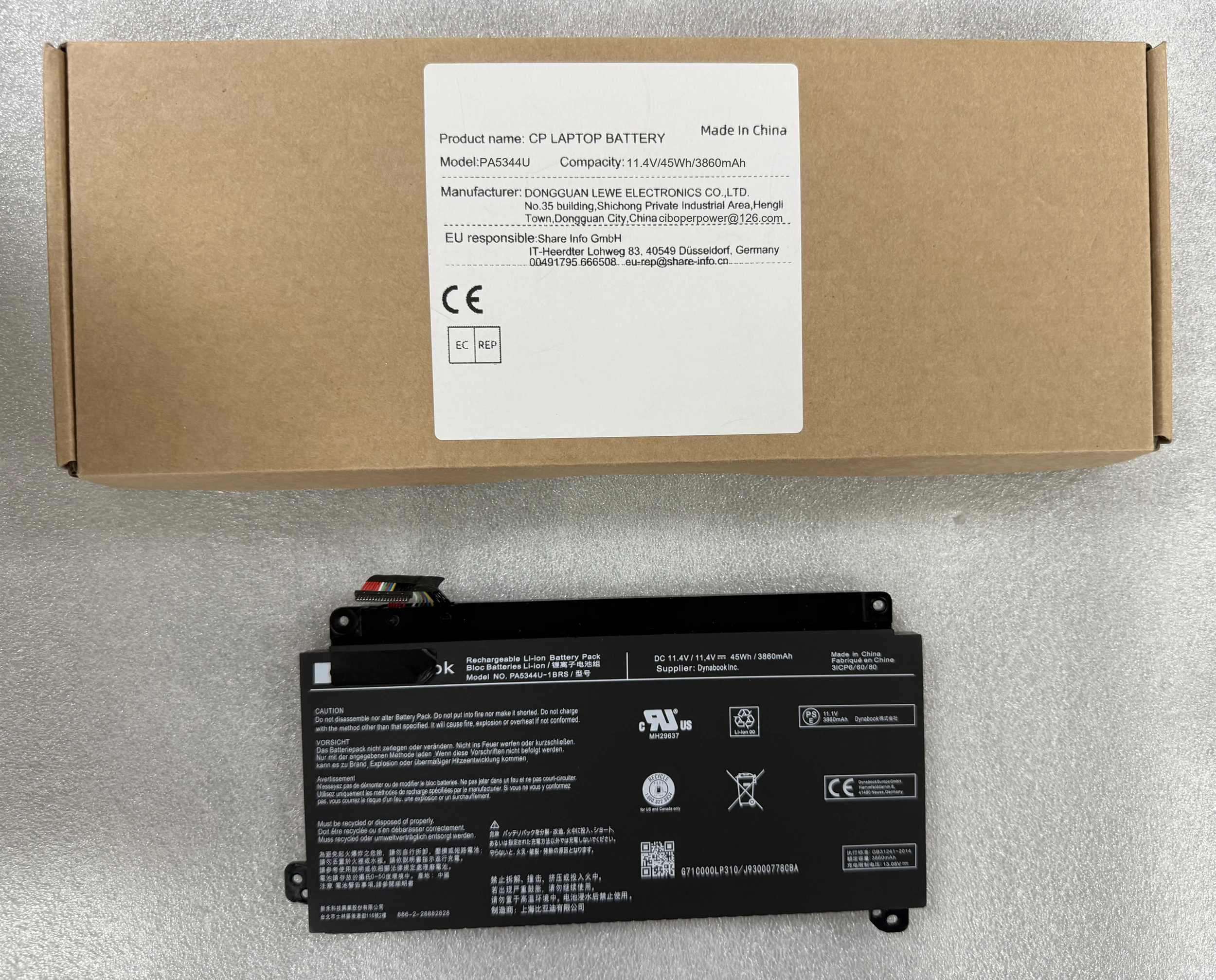 

Laptop Battery PA5344U PA5344U-1BRS For For Dynabook BJ65/FS Built-in Series Laptop Battery Replacement 11.4V/45Wh/3860mAh