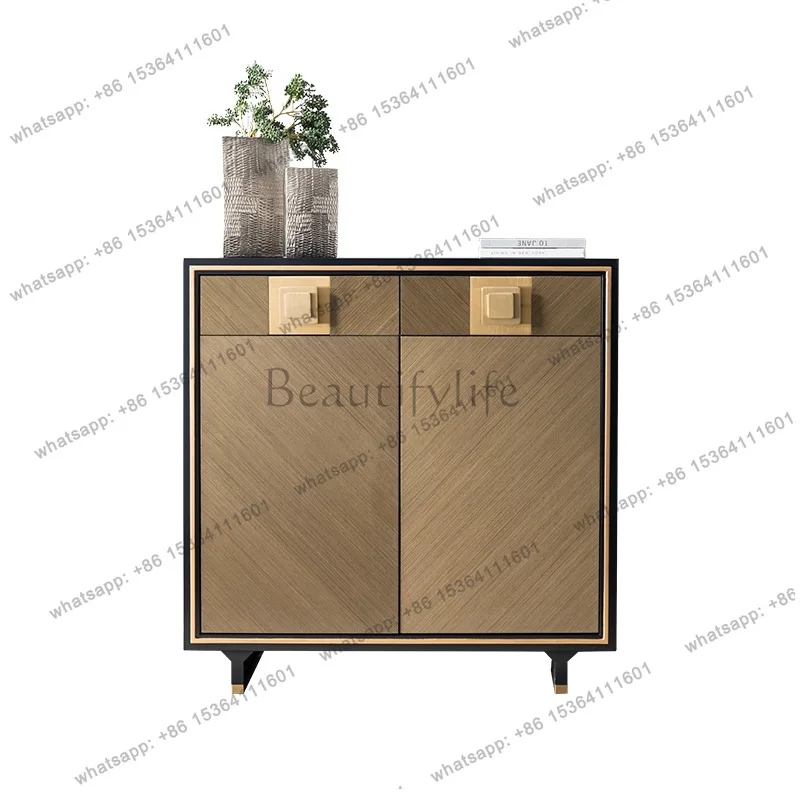 

American light luxury birch foyer shoe cabinet household modern simple large-capacity storage cabinet