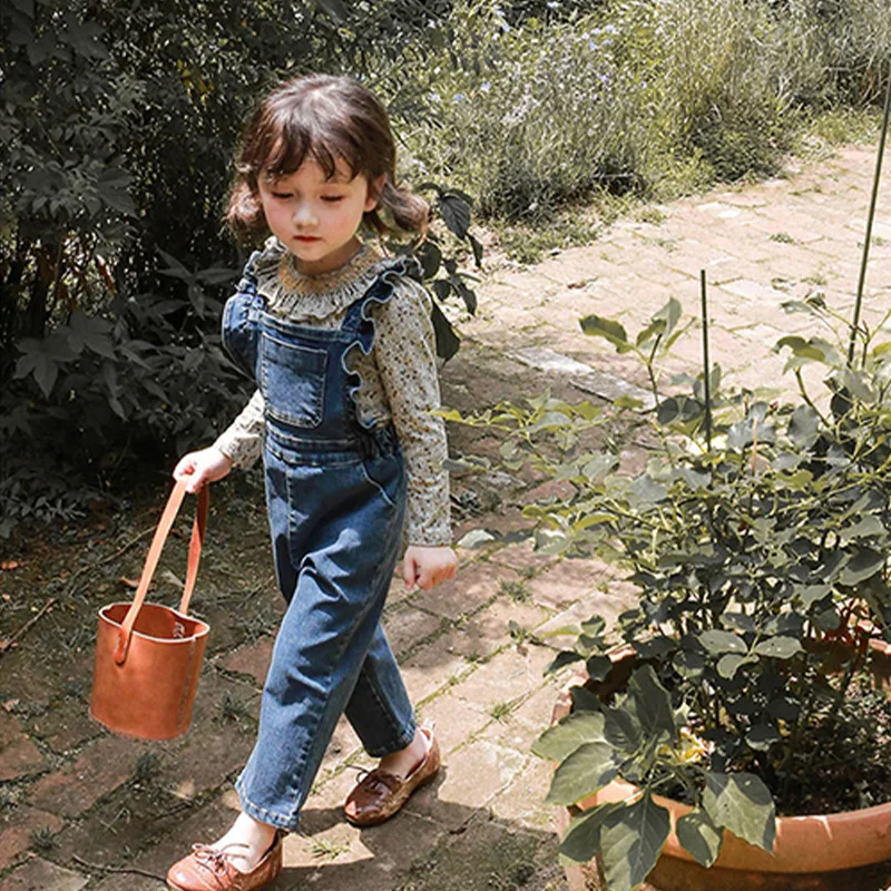 

2025 autumn strawberry Shan Korean children's clothing, children's and girls' shoulder denim jumpsuit girls clothes