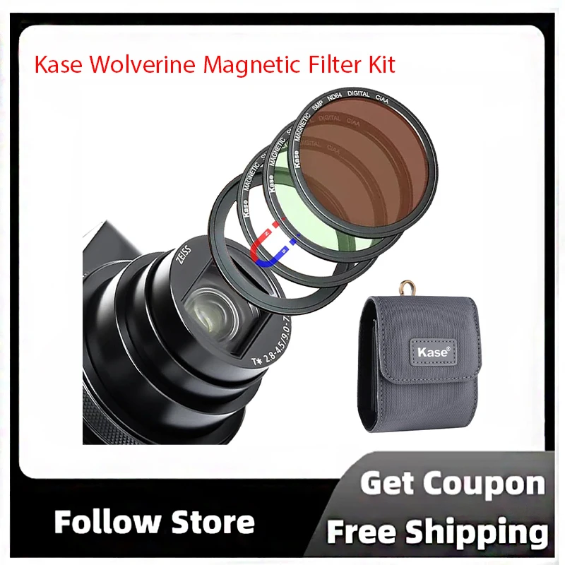 Kit de filtros magnéticos Kase Wolverine UV/CPL/ND64 para Sony ZV-1, serie RX100/para Ricoh GR II II