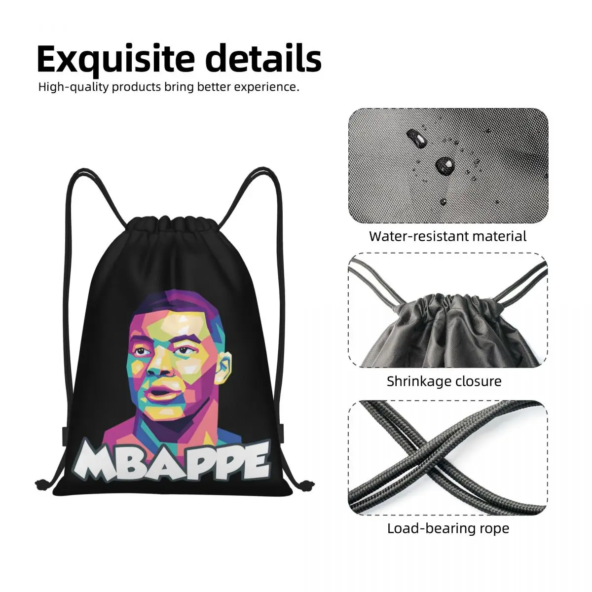 Drawstring Bags Gym Bag France Football Team Kylianer And Mbappﾩ And Mbappe Firm    Casual Graphic Backpack Drawstring Backpack