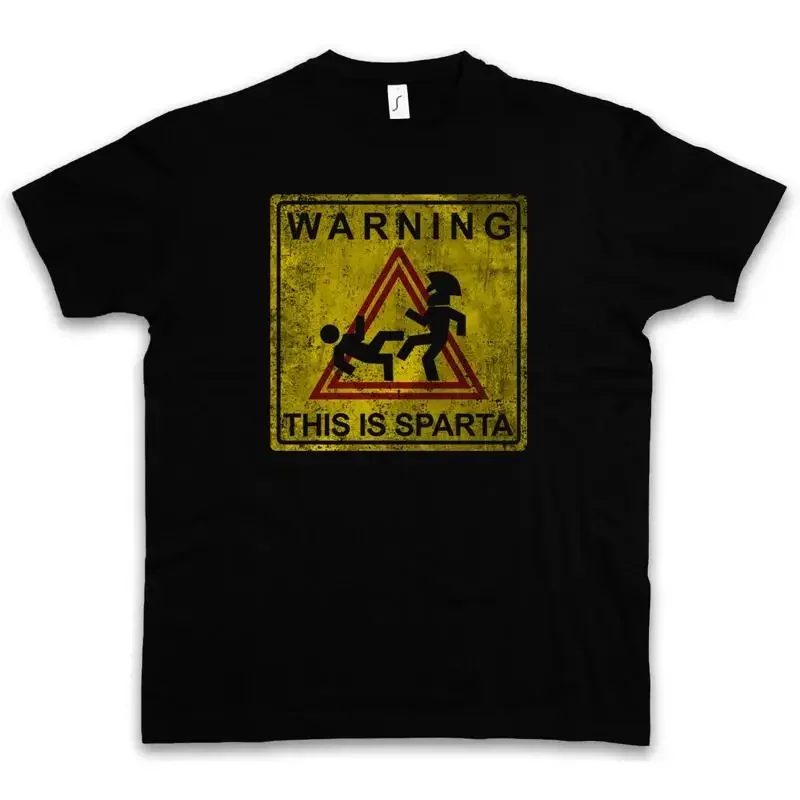 WARNING THIS IS SPARTA SIGN T SHIRT Kick Fun Hole Leonidas 300 Logo Insignia