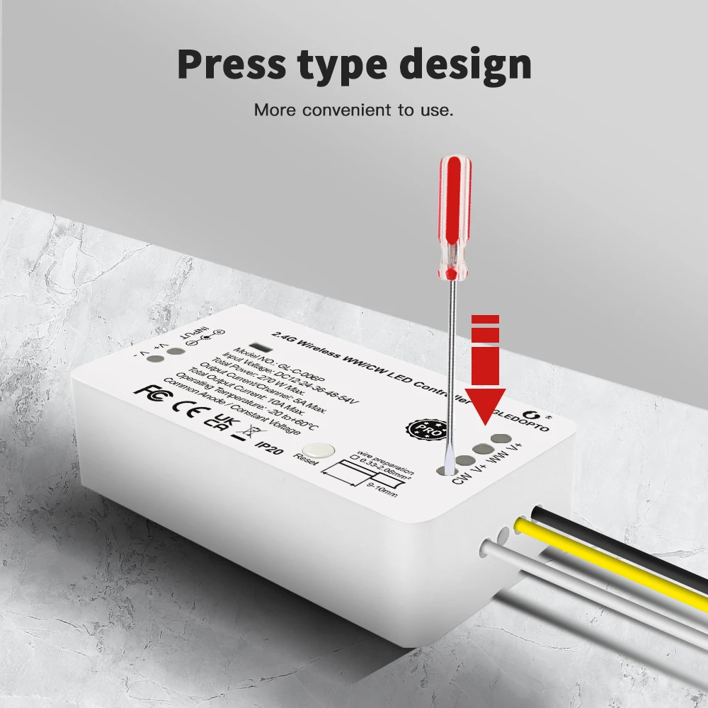 وحدة تحكم GLEDOPTO Zigbee 3.0 LED لـ Alexa 270W Max Dual White Dimming 12-54V DC WW/CW شريط إضاءة APP التحكم IP20 #4