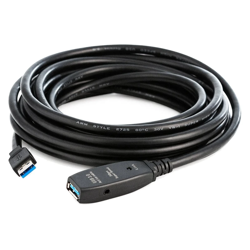 5M USB 3.0 Male To Female Cable With Extension Chipset - USB Active Extension Cable Repeater Cable - Black