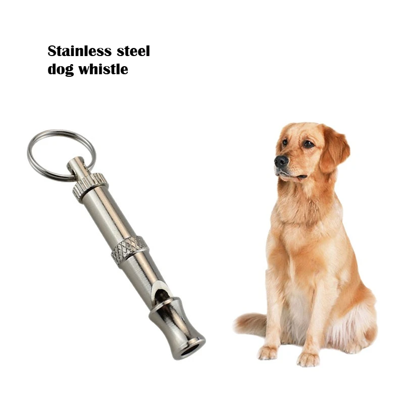 1-2pcs Dog Whistle Pet Training Whistle Stainless Steel Silver Portable Adjustable Ultrasonic Cat/Dog Behavior Training Aid Tool