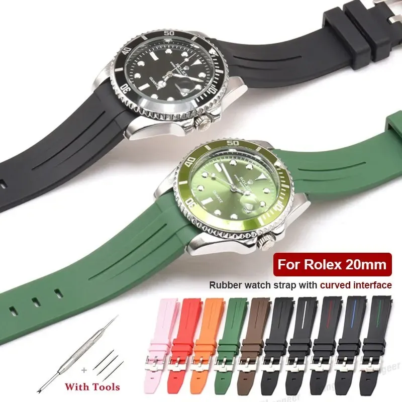 20mm 21mm 22mm High Quality Silicone Strap For GMT Ghost King Ancon Soft Rubber Sport Watch Band Wrist Bracelet with Tool