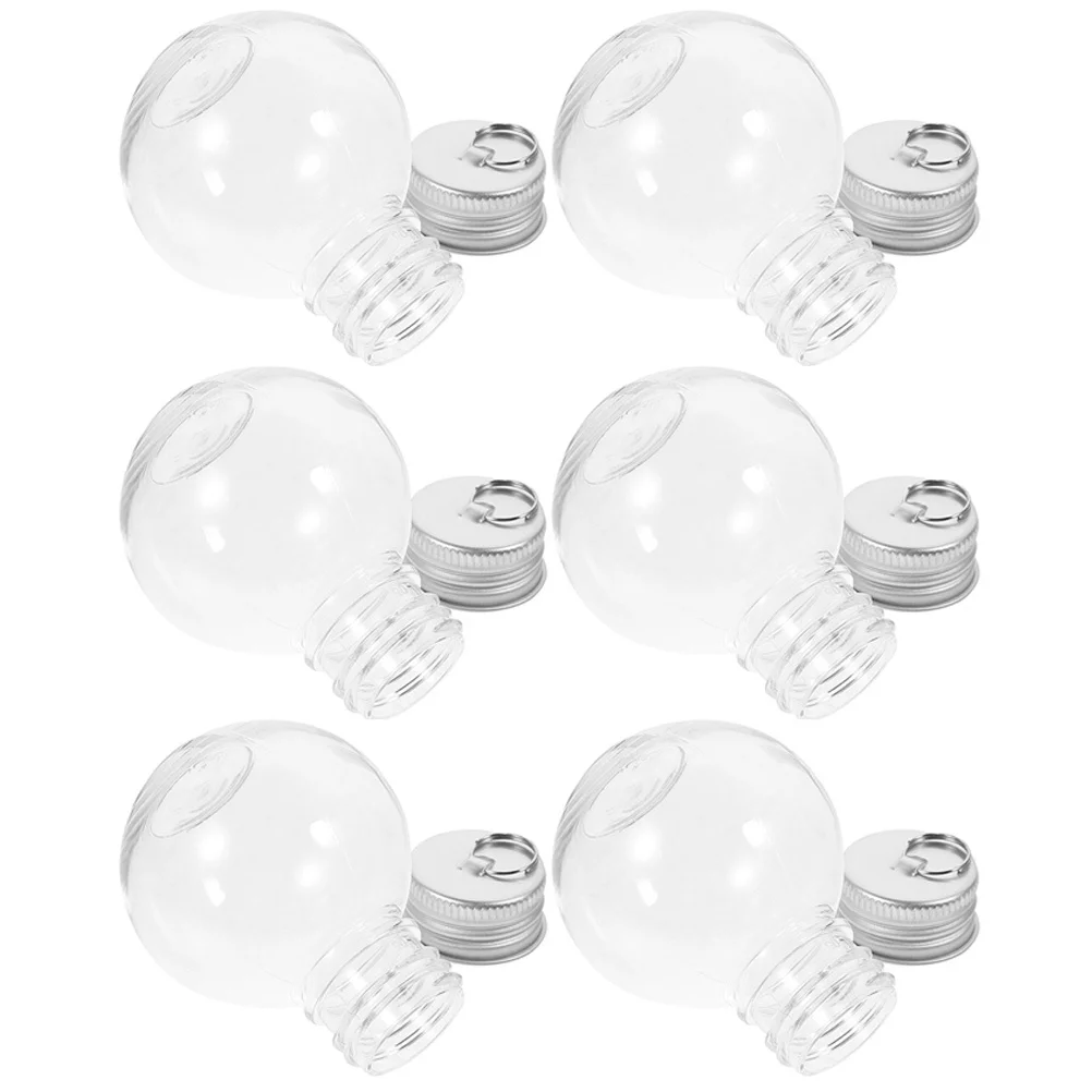 

6pcs Bulb Shaped Bottle Clear Pet Plastic Jar Leakproof Juice Container For Milk Storage Candy Holder Portable Party Decor Home
