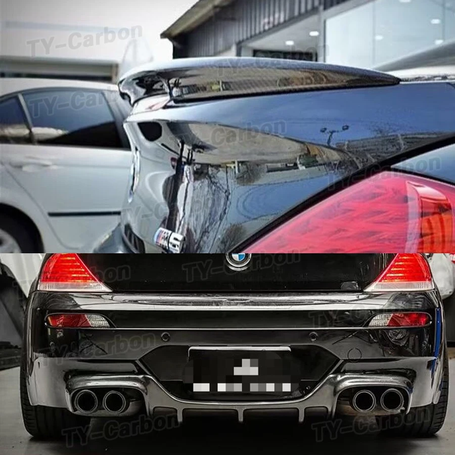 ألياف الكربون 3 قطعة/المجموعة الجبهة حافة مصد السيارة الخلفي الناشر المفسد الخلفي سبويلر لسيارات BMW 6 سلسلة E63 E64 M6 2006 - 2010 BodyKit FRP
