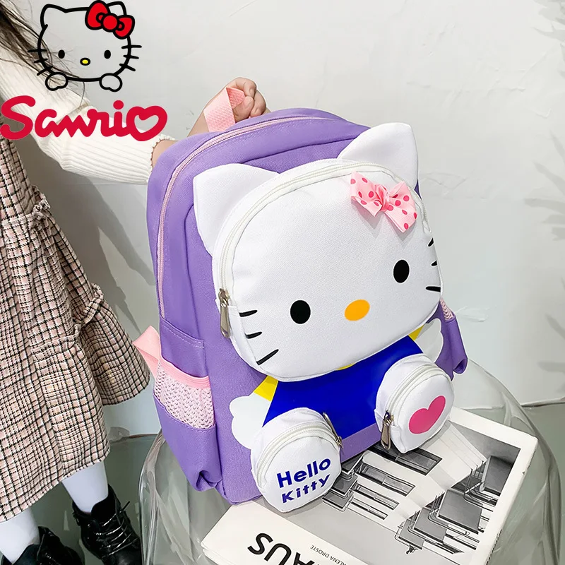  Hello Kitty Backpack Kawaii Stylish Bag Women's Colorblock Rucksack Large Capacity Foldable Outdoors Daypack