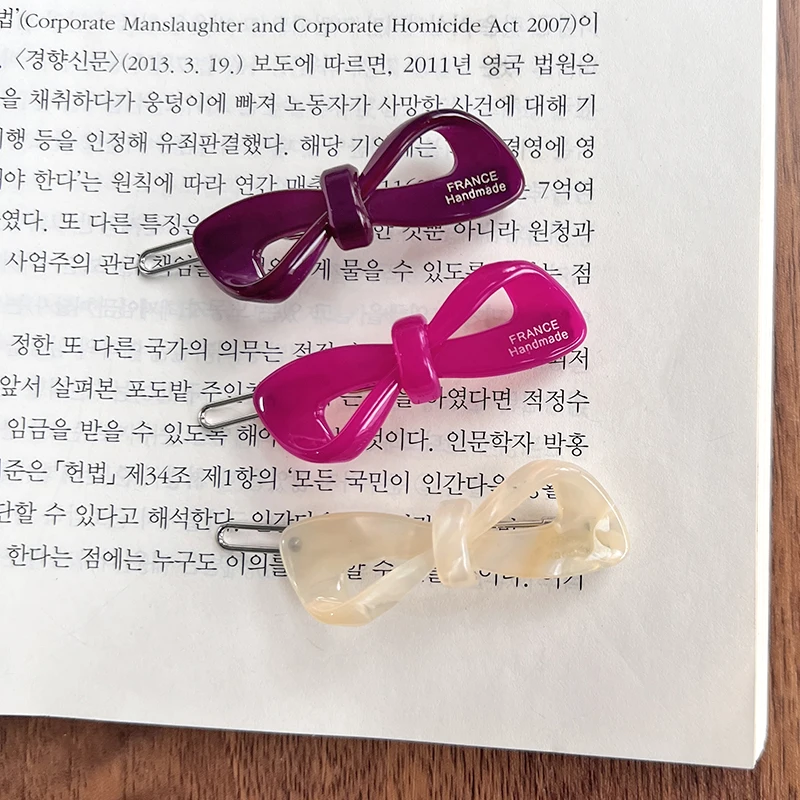 Wykwintne, wysokiej klasy uczucie ~ Korea Południowa Francja mała spinka do włosów z kokardką, francuska grzywka klip krótka spinka do włosów — zdjęcie 7