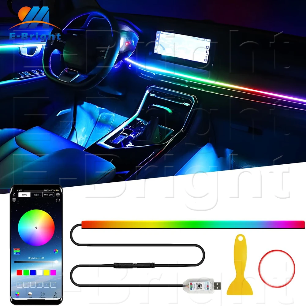 

Acrylic Ambient Dreamcolour Neon Light Car LED Interior Light Strips 110cm Car Dashboard Lights Strip Atmosphere Decoration 1PCS