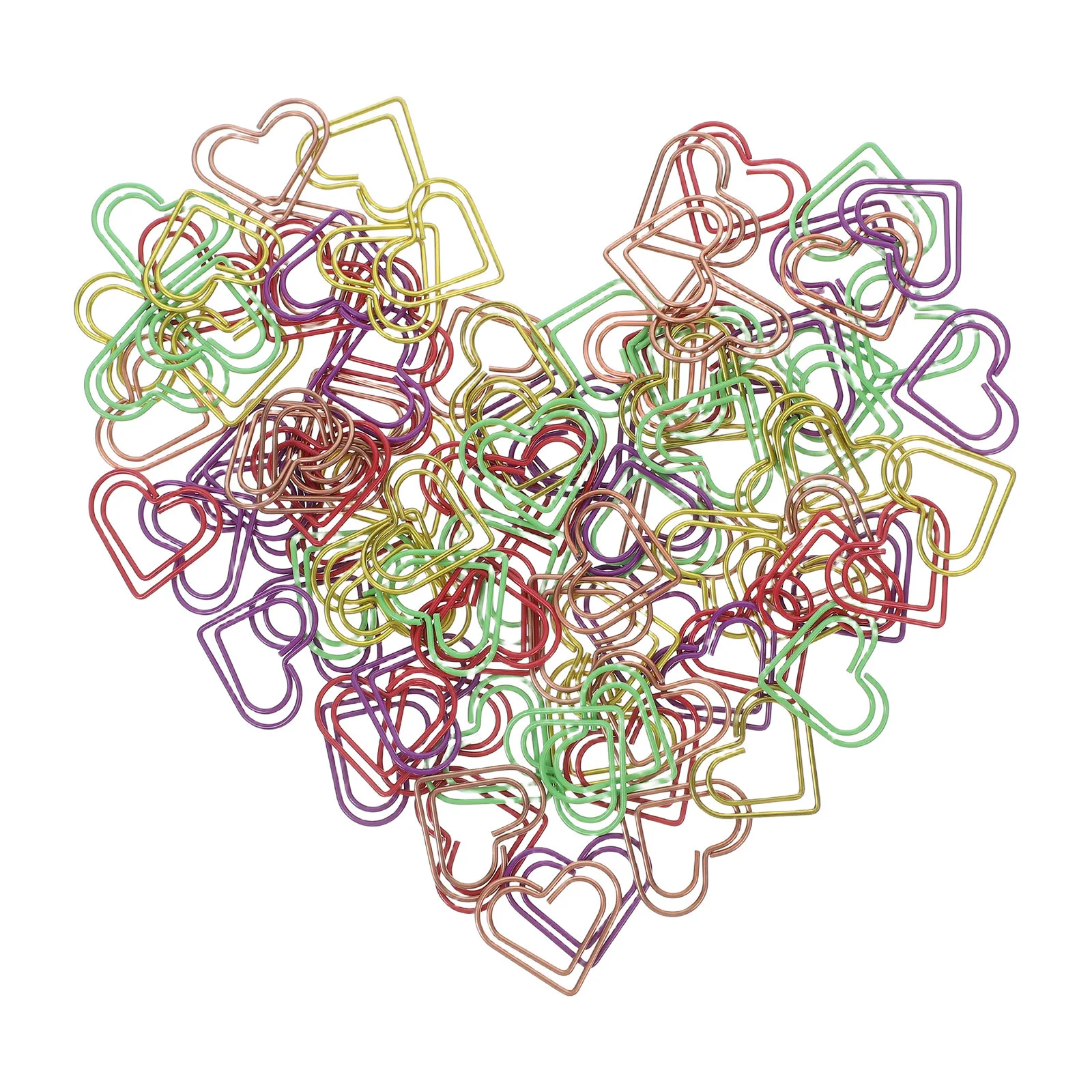 คลิปหนีบกระดาษรูปหัวใจน่ารัก 100 ชิ้น คลิปหลากสีสันสำหรับสำนักงาน โรงเรียน บ้าน จัดระเบียบเอกสาร สมุดโน้ต