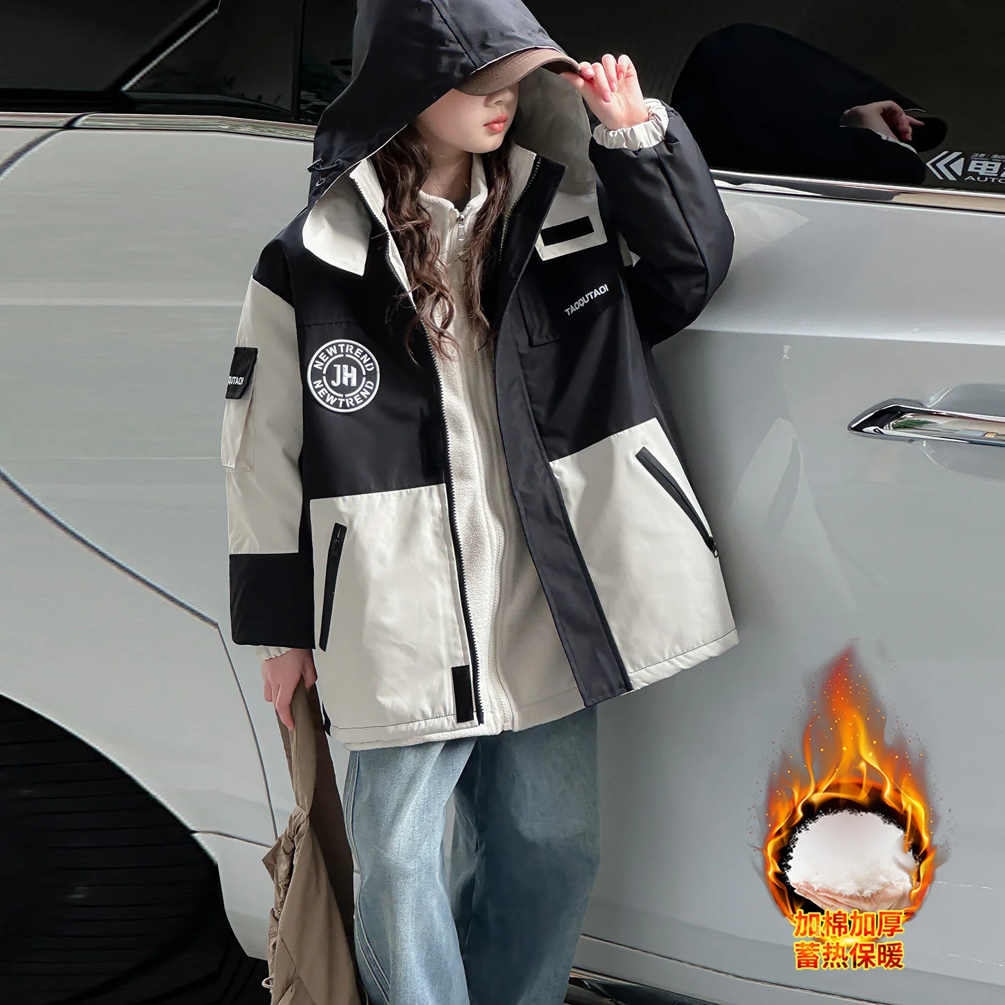 

2025 Girl Jackets Spring Autumn Hoody for Kids Waterproof Children Patchwork Teenager Outerwear School Baby Windbreaker Clothing