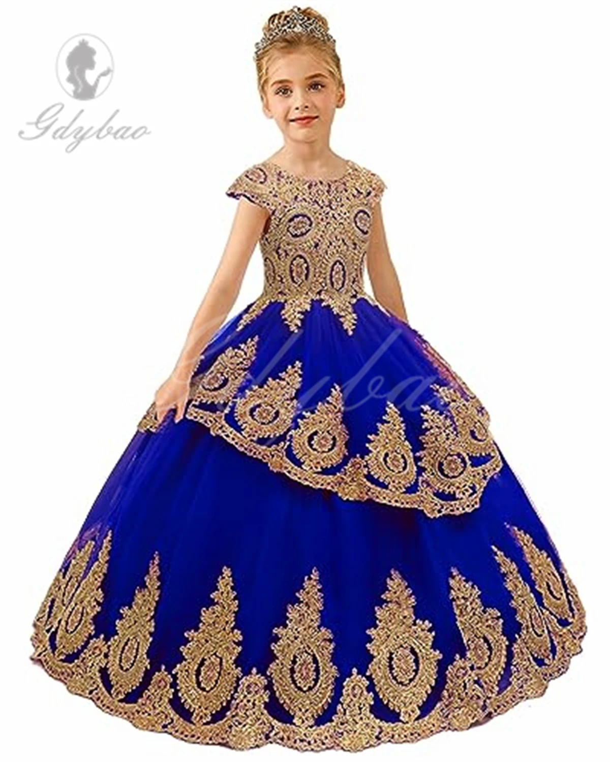 wedding Beaded Lace Appliques Flower Girl Dress First Communion Ball Gown Kids Pageant Prom Dresses