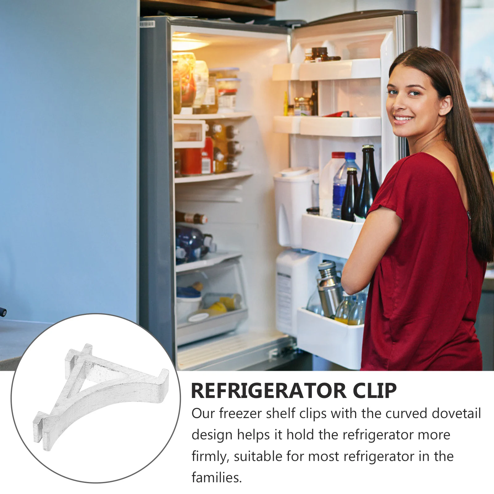 

10pcs Freezer Shelf Clips Stainless Steel Hooks for Refrigerator Shelves Silver Aluminum Curved Dovetail Design Strong