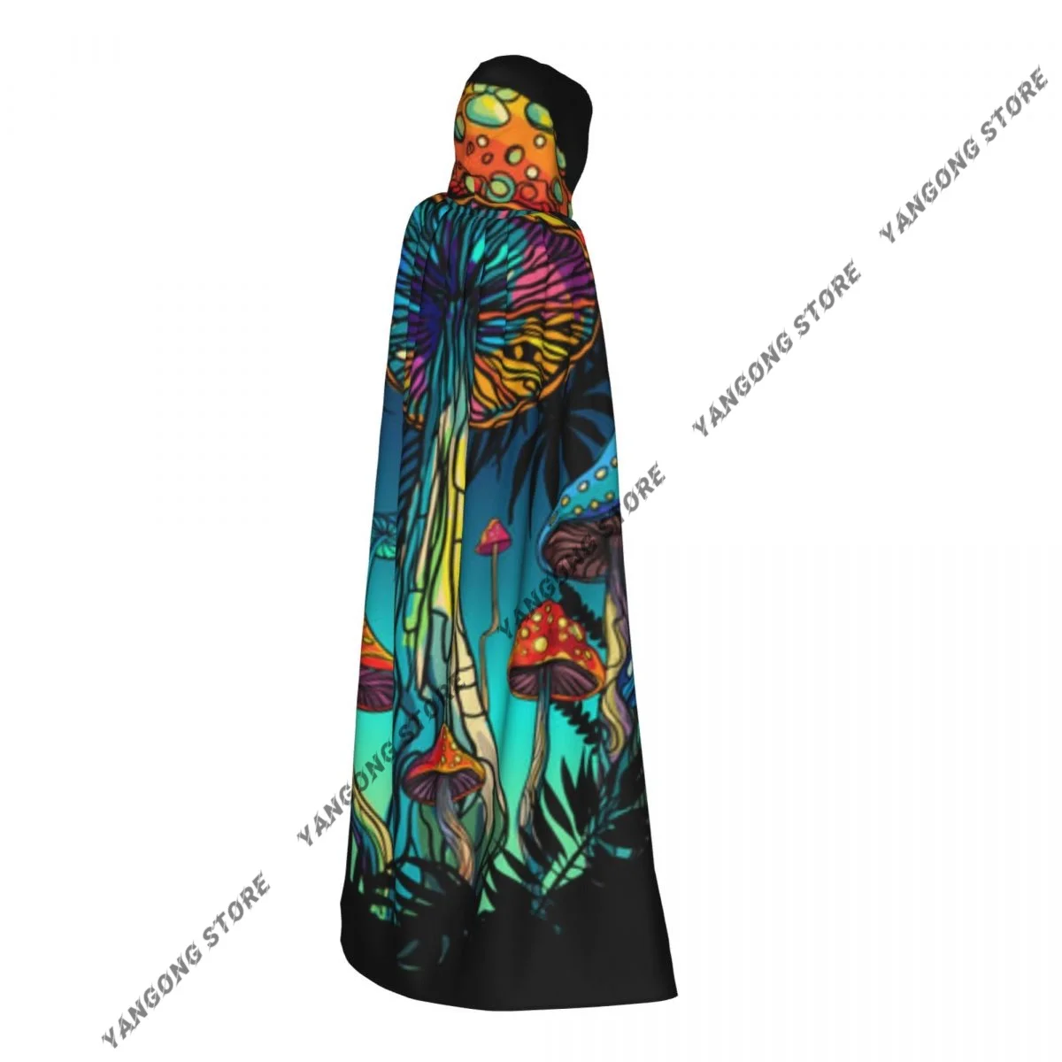 Witch Cloak Psychedelic Magic Glowing Mushrooms Halloween Cosplay Costume Unisex Adult Cloak Retro Ages Cape