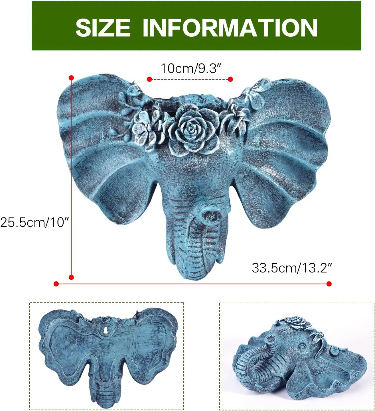 وعاء حائط على شكل رأس الفيل من الراتنج، زارع وجه حيواني فريد من نوعه على الطراز البوهيمي، وعاء نبات معلق عموديًا، ديكور جميل F