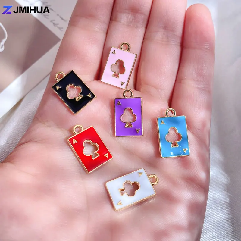 15pcs Enamel Charms Metal Poker Cards Charms Pendants For Jewelry Making Supplies Accessories DIY Handmade Bracelets Necklaces