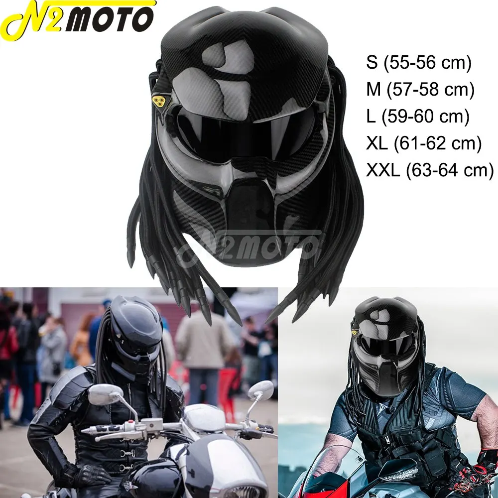 

5 Size Motorcycle Predator Helmet Universal Full Face Mask Cover Iron Man Carbon Fiber Iron Warrior Outdoor Helmets S M L XL XXL