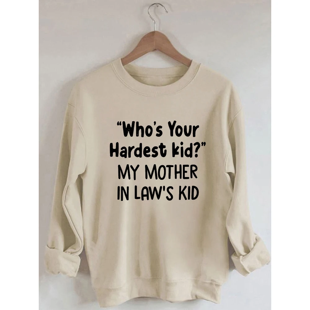 

Rheaclots Women's Who's Your Hardest Kid Printed Cotton Female Cute Long Sleeves Sweatshirt