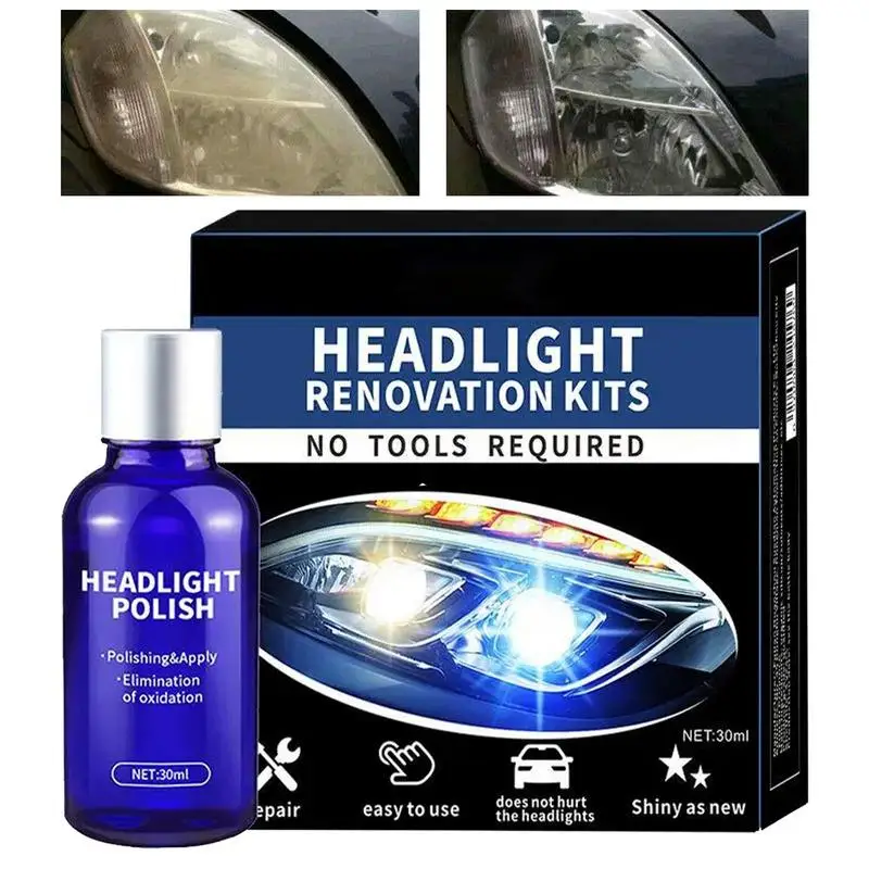 

Car Headlight Repair Liquid 30ml Auto Restoration Polishing Agent For Headlights Safe Riding Headlight Cleaning Tool For